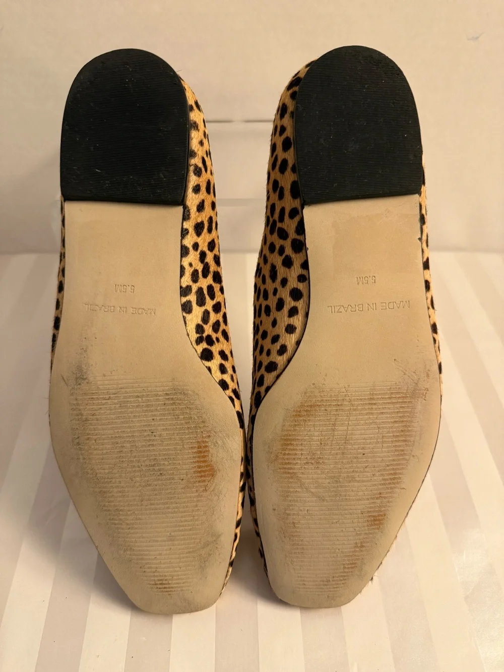 Steve Madden Byrd Leopard Calf Hair Square Toe Flats Size 5.5